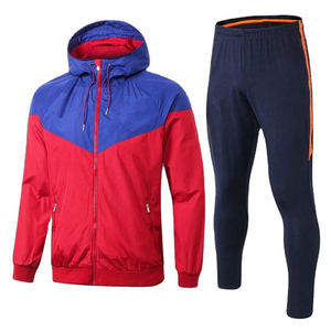 Vêtements de jogging d'entraînement personnalisés, veste coupe-vent et pantalon de survêtement avec fermeture éclair, logo personnalisé, survêtements coupe-vent en nylon - Product Image 1