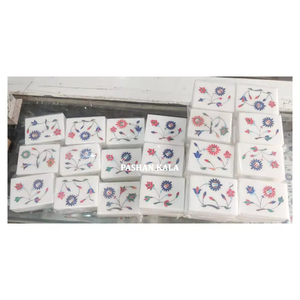 Attractive Looking New Handmade High Quality White Marble Inlay With Different Colors Vary Designs Gifting Boxes for Wedding - Product Image 1