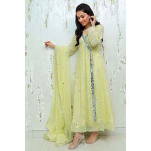 Conjunto de Dupatta y Pantalones Kalidaar con Infusión de Limón en Chifón para Primavera/Verano - Product Image 3