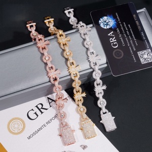 925 Silver Moissanite Star Link Bracelet Luxury Tennis Chain White Yellow Rose Gold Statement Bracelet <b>for</b> Women and <b>Men</b> - Product Image 4