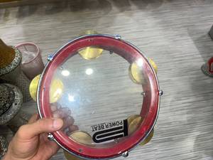 Tambourin arabe professionnel égyptien rouge Riq 22 cm - Clear Power Beat Head - Product Image 1