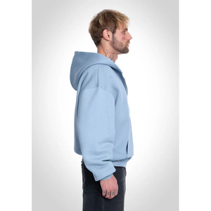 Nouveau hommes personnalisé de haute qualité 100% coton polaire tissu bleu clair couleur solide motif sérigraphie pull à capuche pour hommes - Product Image 5