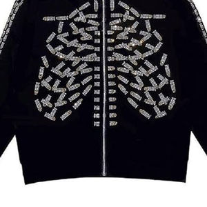 Sudadera con Capucha de Alta Calidad para Hombre, Personalizada, Gruesa, con Pedrería, Diseño 3D, Fabricante, Completamente Adornada con Pedrería - Product Image 3