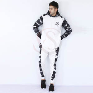 Survêtement de sport blanc sur mesure pour homme, ensemble deux pièces tendance, 100 % coton respirant et léger - Product Image 6