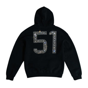 Sweats à capuche noirs avec fermeture éclair 100% coton mélangé pour hommes, sweat à capuche zippé avec strass sur mesure, hauts de base pour hommes - Product Image 2