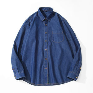 Men Denim Shirts Thin Long Sleeve Soft 100% Cotton Pocket Slim Slight <b>Elastic</b> <b>Jeans</b> Tops Cowboy Clothing for Men - Product Image 3