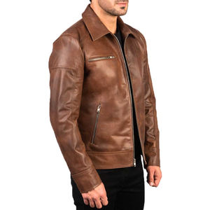 แจ็คเก็ตหนังผู้ชายดีไซน์ล่าสุดปี 2026 เสื้อกันหนาวแฟชั่นแขนยาว แจ็คเก็ตหนังซิปแบบลำลองสำหรับผู้ชาย - Product Image 3