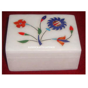 Latest Product Pure White Marble Inlay <b>Jewelry</b> <b>Box</b> for Fine Finishing Rectangular Shape Multipurpose Use Dry Fruit Packaging <b>Box</b> - Product Image 1