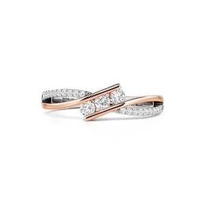 Jeulia Bypass Twist Two-Tone Three Stone Wedding Band <b>Ring</b> - Product Image 1