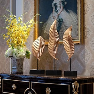 Charmant centre de table à motif de feuille d'or pièce maîtresse décorative élégante pour salon bureau mariage cadeau décor ensemble de 3 - Product Image 5