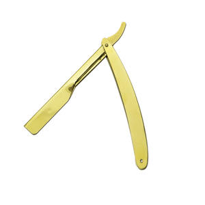 Navaja de Afeitar Dorada de Hoja Recta para Hombre, Profesional, de Acero con Alto Contenido de Carbono, Sistema de Cuchillas Reemplazables - Product Image 3