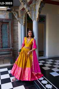 Estilo indio y paquistaní Estilo pesado del sur de la India Hermoso Lehenga Choli con Georgette Dupatta con tela india de bajo precio - Product Image 3