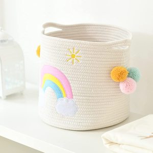 Cesta de arcoíris de algodón, cesto grande para la colada, almohadas, manta OEM, hecho en Vietnam - Product Image 5