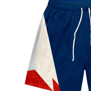 Custom Navy Red <b>White</b> Mesh <b>Shorts</b> Angular Panel Polyester Men Athletic Training Gym Wear <b>Shorts</b> - Product Image 3