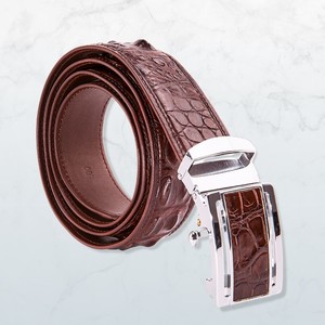 Cinturón Formal de Cuero de Cocodrilo Genuino para Hombre Luxali, Hebilla de Acero Inoxidable Plateada Rectangular de 3.5-4.0cm de Ancho, Duradero - Product Image 2