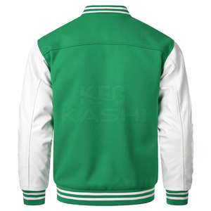 Chaqueta Varsity de Invierno Directo de Fábrica con Mangas de Cuero, Cuello Alto y Logotipo Frontal - Ropa Casual Moderna para Hombre, Ecológica y Transpirable - Product Image 3