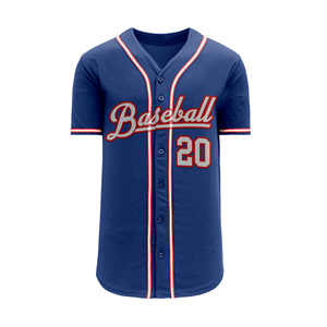 Respirant maille Jersey broderie cousu nom numéro adulte personnalisé impression numérique Fans Baseball chemises 100% Polyester col en v - Product Image 3