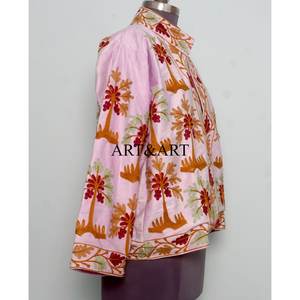 Women's <b>Velvet</b> Artisan Hand Embroidered Suzani <b>Quilted</b> Jacket Floral Design 100% Cotton Shell Woven Fabric Eco-Friendly Quick - Product Image 4