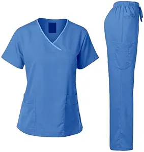 Set di Scrub di Design di alta qualità uniforme da allattamento a maniche corte buona tuta da cucito per infermiere medico