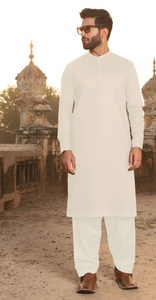 Ensemble décontracté Shalwar Kameez pour hommes, fabrication professionnelle, manches longues, 2 pièces avec boutons, style traditionnel - Product Image 4