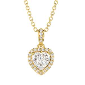 Joyería fina de alta calidad para mujer, collar con colgante OEM ODM personalizado en forma de corazón de oro Real de 10K, joyería Calista, conjunto de bisel, Halo - Product Image 5