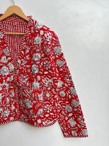 Jersey acolchado informal para mujer, abrigo indio con estampado de bloques de mano, Kimono Floral con estampado de algodón, botón Reversible para todas las estaciones - Product Image 6