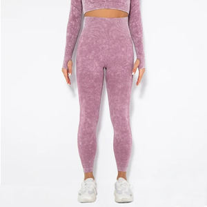 <b>Plus</b> <b>Size</b> High Waist 85% Polyester 15% Spandex Women Acid Wash Leggings <b>Tights</b> Latest Design Made Good Fabric Women Leggings - Product Image 3