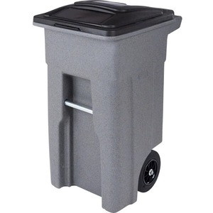 Poubelle rectangulaire à roulettes Toter de 32 gallons en mousse rotomoulée marron avec couvercle - Product Image 6