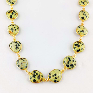 Dalmatian Jasper ตัวเชื่อมต่อขอบอัญมณีรูปทรงไม่เรียบห่วงโซ่รูปแบบฟรีขนาดหนามเตยเครื่องประดับ - Product Image 1
