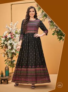 Vestido Kurti con estampado de rayón pesado de diseñador de diseño moderno de lujo para ropa de fiesta de Festival disponible a precio mayorista - Product Image 6