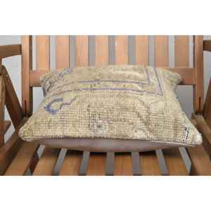 Beige Wool Kantha Patchwork <b>Pillow</b> 14x14 Inch Luxurious Vintage Embroidered Fluffy Print Rustic <b>Throw</b> <b>Pillow</b> for Floor Use - Product Image 5