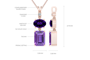 Collier pendentif fin en or véritable 14 carats pierre précieuse diamant blanc naturel améthyste Style mignon fabriqué usine personnalisée - Product Image 4