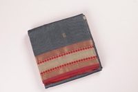 Sari Zhaad Pallu à double bordure 100% coton biologique teint uni