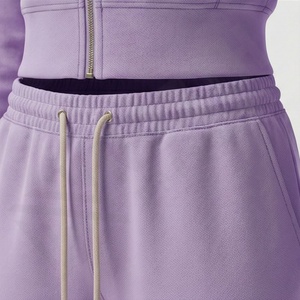 Ensemble de survêtement sportif pour femme personnalisé avec fermeture éclair, col montant, 100% coton, dernières tendances, saison hivernale, motif uni, tenue de survêtement - Product Image 5