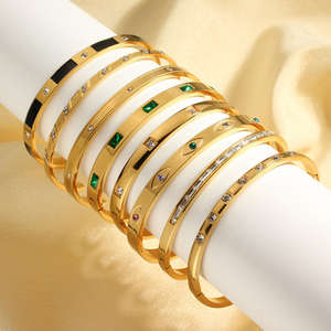 Pulsera de Mujer de Acero Inoxidable con Oro de 18K, Diseño Hueco, Joyería de Lujo de Arabia Saudita, Nueva, Personalizada, al por Mayor, Sin Deslustre, con Circonita - Product Image 4