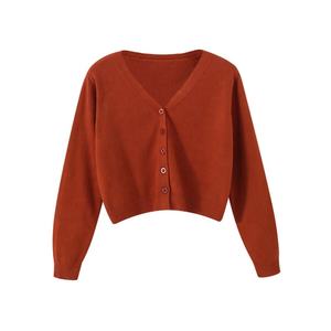 เสื้อสเวตเตอร์ถักแขนยาวมีกระดุมผ้าแคชเมียร์แฟชั่นลำลองสำหรับผู้หญิง - Product Image 1