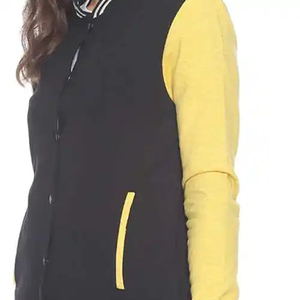 Chaqueta universitaria bomber lisa al por mayor para mujer, chaqueta Letterman Varsity para mujer, chaqueta Varsity Letterman de béisbol americana - Product Image 4