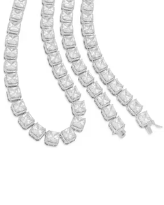 Cadena de eslabones de tenis de corte princesa de lujo totalmente helado Moissanite diamante D Yash tachonado joyería de plata diamante collar de moda - Product Image 2