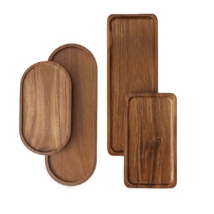 Plateau à thé en bois avec bord sculpté pour une présentation de salle à manger élégante Plateau en bois pour une utilisation moderne dans la cuisine et la vie - Product Image 4