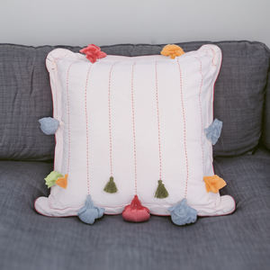 Real 100% algodón gasa dentada KANTHA bloque de mano impreso frente y espalda cojín y funda de almohada para uso doméstico o hotelero - Product Image 4