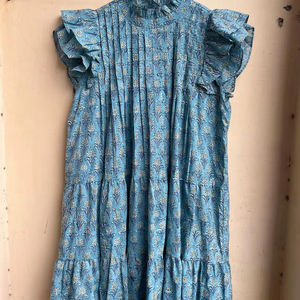 Vestido mini de verano para mujer, con cuello halter, manga corta, estampado floral bohemio hippie, 100% algodón, a precio de fábrica. - Product Image 1