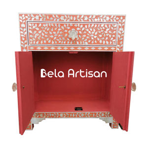 Mesa de Noche de Madera Maciza de Mango, Mesa Auxiliar Boho para Dormitorio, Mesa de Apoyo Rústica Natural, Mueble de Noche Artesanal Sostenible - Product Image 4