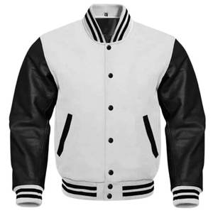 Veste bomber rétro à capuche pour homme et femme, style universitaire, baseball, col montant, couleur unie, laine, cuir, teinture unie, revêtement frontal - Product Image 5