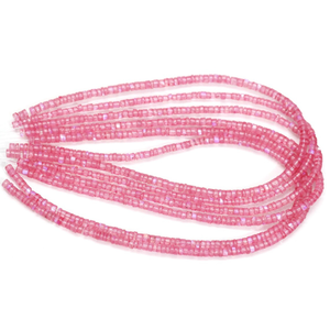 ลูกปัดมูนสโตนสีชมพูสวยงามระยิบระยับ รูปทรงยางรถยนต์เรียบเนียน ลูกปัดมูนสโตนสีชมพูรูปทรงล้อ 15 นิ้ว ขายส่ง - Product Image 4