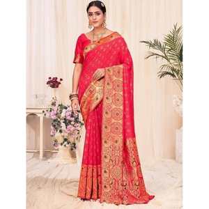 ชุดแต่งงานผ้าไหมบานาราซีสีชมพูสวยงาม - Product Image 4