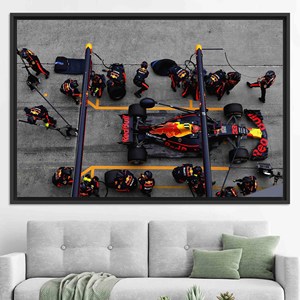 Toile imprimée : Décoration de garage de course de Formule 1, TOILE ENCARTÉCHÉE NOIRE - Product Image 1