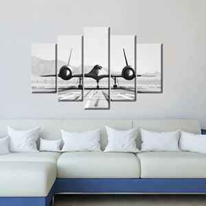 Printed Canvas Artwork: Modern Fighter Jet in Airport Scene,5P Mix:Gallery <b>Wrap</b> - Product Image 1