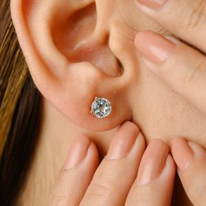 Delicado lujo nuevo diseño de moda 100% Topacio Azul Natural forma redonda pendientes 14K oro amarillo sólido joyería para mujer - Product Image 2