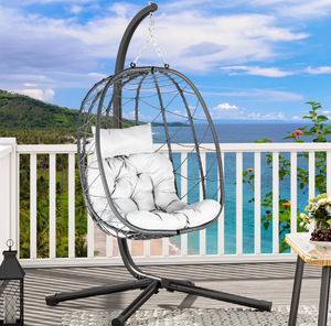 Sedia a dondolo a forma di uovo <span class=keywords><strong>da</strong></span> interno/esterno con supporto, sedia a dondolo a forma di uovo per patio, camera <span class=keywords><strong>da</strong></span> letto, <span class=keywords><strong>giardino</strong></span> e balcone - Product Image 6