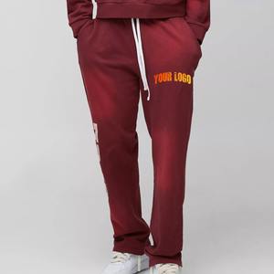 Custom Vintage Sun Faded pantalones de chándal de pierna ancha para los hombres de algodón en blanco de peso pesado French Terry Acid Wash Trackpants con bolsillos - Product Image 1